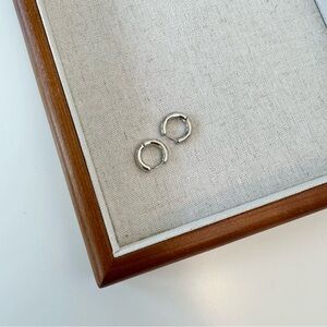 4/$15 Rhodium Finish Silver Huggies Hoop Earrings